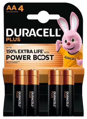 Piles alcaline AA LR6 Duracell Plus Powerboost - lot de 4