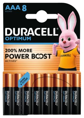 Piles alcaline AAA LR3 Duracell Optimum - lot de 8