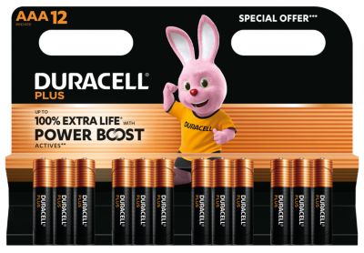 Piles alcaline AAA LR3 Duracell Plus Powerboost - lot de 12