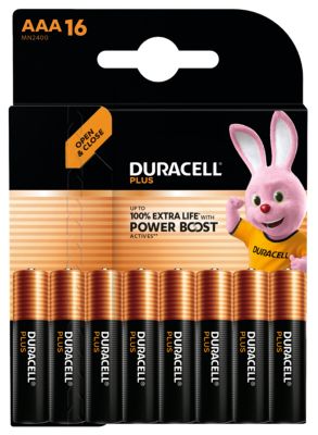 Piles alcaline AAA LR3 Duracell Plus Powerboost - lot de 16