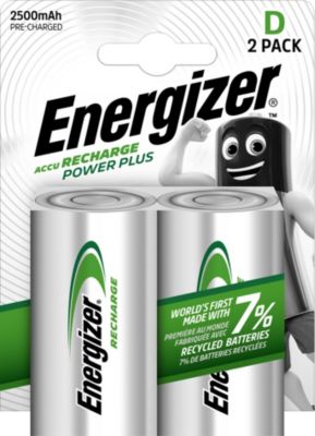 Piles rechargeables D 2.5Ah NiMH 1.2V Energizer
