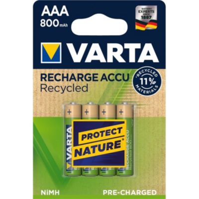 Piles rechargeables VARTA Accu Recycle AAA 800 mAh, blister de 4, modèle 56813101404