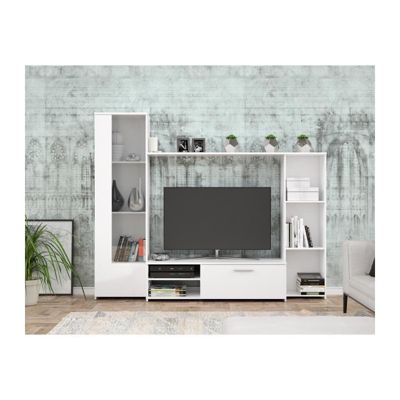 PILVI Meuble TV - Blanc mat - L 220,4 x P41,3 x H177,5 cm