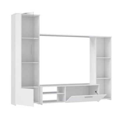 PILVI Meuble TV - Blanc mat - L 220,4 x P41,3 x H177,5 cm