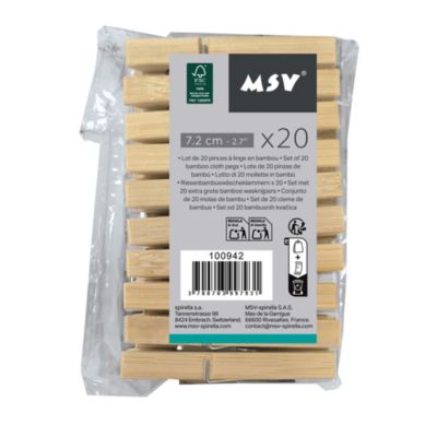 Pince à linge en bambou, vendues par 20 MSV