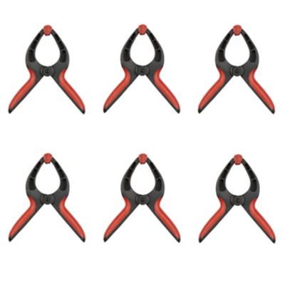 Pince à ressort de maintien vendue par 6 en plastique ouvertures 2 x 45 mm, 2 x 75 mm et 2 x 100 mm
