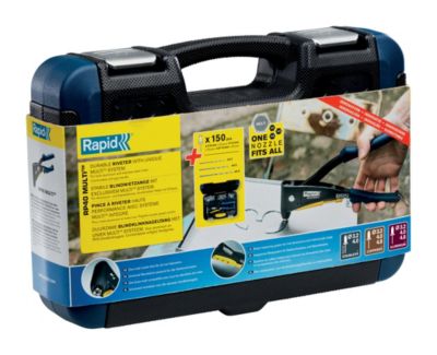 Pince à riveter Rapid RP40 multi + 150 rivets + 3 forets, Coffret