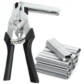 Pince à agrafes rapides pour grillage, clôture + 600 agrafes - Gris - Linxor