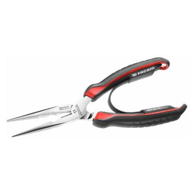 Pince à bec demi-rond long 200 mm - 185A.20CPE, becs finement striés, coupe-fil latéral
