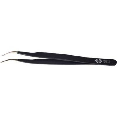 Pince brucelle antistatique ESD 7a SA-ESD C.K T2361D - pointue, courbée, 120 mm