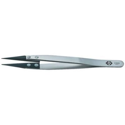 Pince brucelle de montage 249CF T2390 pointue, fine 130 mm, antistatique ESD