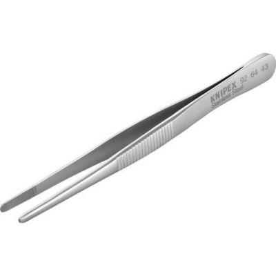Pince brucelle de précision émoussée 120 mm 92 64 43 - pointes larges 3 mm, acier à ressort