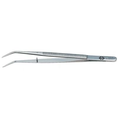 Pince brucelle de précision pointue, courbée et fine 150 mm T2314 - acier au carbone trempé