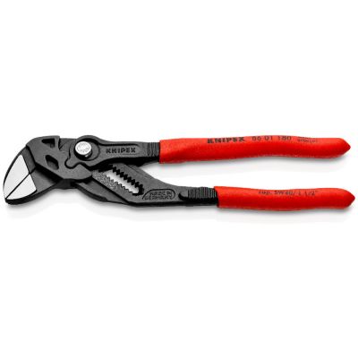 Pince-clé KNIPEX 180 mm, mâchoires lisses, gainée PVC, 8601180