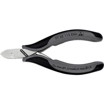 Pince coupante diagonale ESD Knipex 77 22 115, 115 mm, lames trempées, poignées dissipatives.