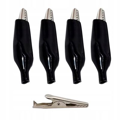 Pince Crocodile Isolée Rosfix - Set 4 Pièces, 35 mm, Capuchon Caoutchouc Souple, Noir
