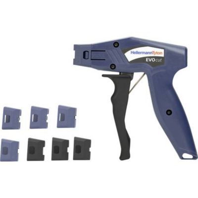 Pince de coupe HellermannTyton EVOcut-PL-BU pour colliers de serrage plastique, 8 capuchons interchangeables, usage à une main