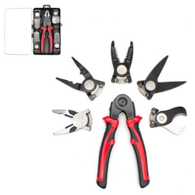 Pince Multifonction 5 En 1 FISHTEC Têtes Interchangeables Universelle Dénuder Long Bec Coupe Câble Ciseaux CRV60 Boîte Rangement