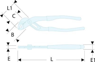 Pince multiprise bec fin 256 mm - tête allongée, capacité 42 mm - 181EF.25CPE.