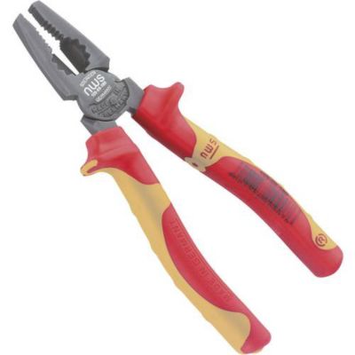 Pince universelle isolée VDE Combi-Max 180 mm, clé intégrée, finition titane.