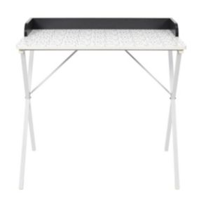 PINTO - Bureau Blanc Motifs Eclats Rebord Noir