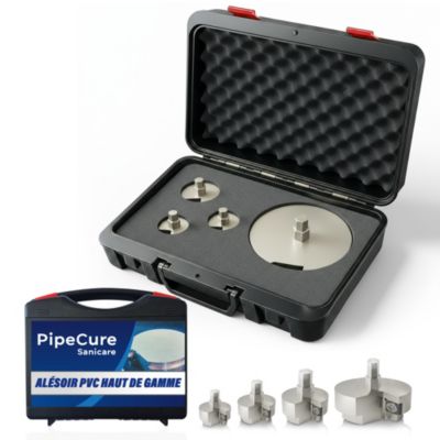 PipeCure Sanicare, Kit de 4 Diametres Alesoirs PVC pour Professionnels (32,40,50 et 100 mm), Lame en carbure disponible