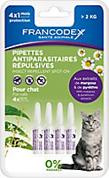 Pipette antiparasitaire et insectifuge, lot de 4, pour chat, Francodex