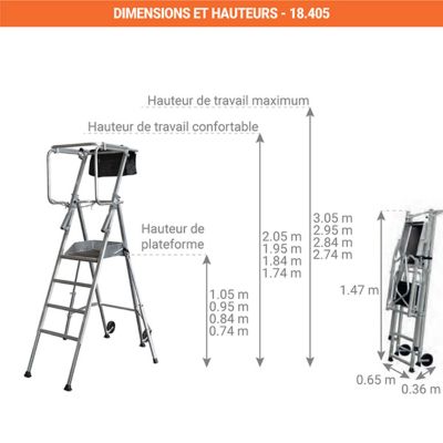 PIRL 4 marches - Hauteur de travail maximum 3.05m - 18.405