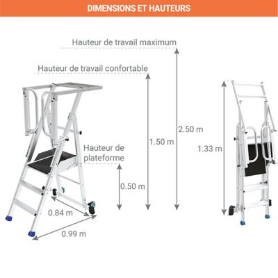 PIRL pliant portillon saloon 2 marches - Hauteur max. travail 2.50m - PIRL2RM-PS