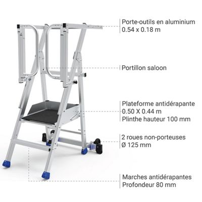 PIRL pliant portillon saloon 2 marches - Hauteur max. travail 2.50m - PIRL2RM-PS