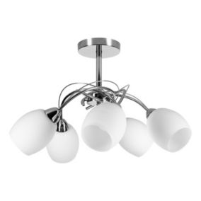 Pisa Plafonnier 5xE27 Max.60W Métal Chromé/Verre Blanc