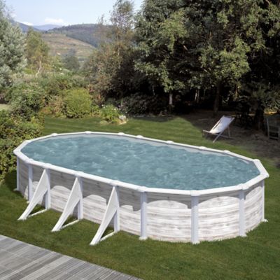 Piscine acier aspect bois Gré Groenland 7,44 x 3,99 x h.1,32 m