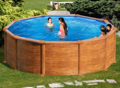 Piscine acier aspect bois Mauritius ronde 4,80 x 1,32 m - Gré