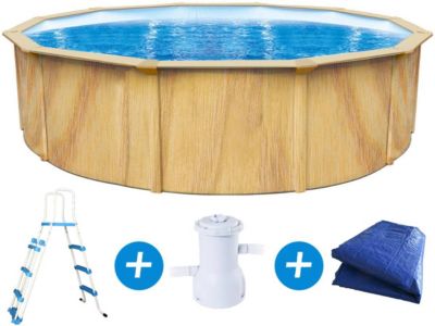 Piscine acier ronde aspect bois "Punta cana"  Diametre 3.6 x 1.20 m