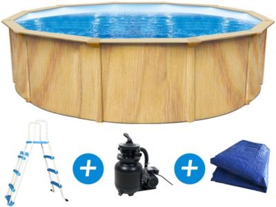 Piscine acier ronde aspect bois "Punta cana"  Diametre 5.50 x 1.20 m