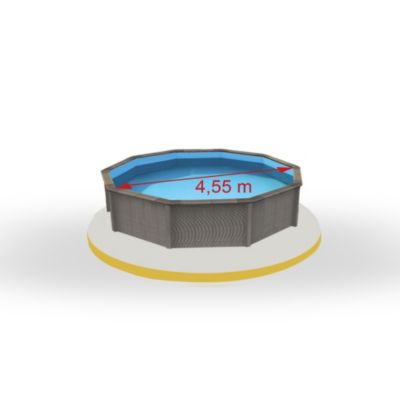 Piscine béton aspect bois décagonale 4,93 x 4,93 m, h.1,30m Naturalis