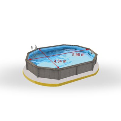 Piscine béton aspect bois décagonale 6,35 x 4,72 m, h.1,30m Naturalis