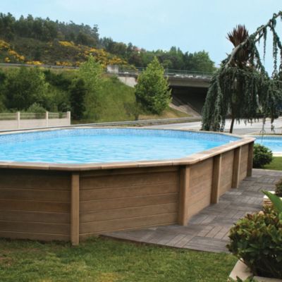 Piscine béton aspect bois Naturalis 4.72 x 7.87 x H 1.30 m