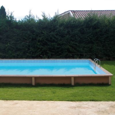 Piscine béton aspect bois rectangulaire Naturalis L.6,06 x l.3,24 x H. 1,43 m