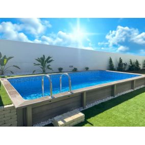 Piscine béton aspect bois rectangulaire Naturalis L.6,06 x l.3,24 x H. 1,43 m
