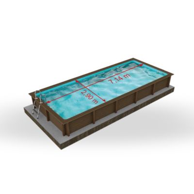 Piscine béton aspect bois rectangulaire Naturalis L.7,5 x l.3,24 x H. 1,43 m