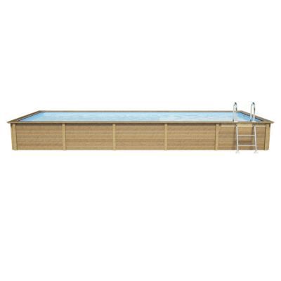 Piscine béton effet bois rectangulaire Naturalis LDD 7.50 x 3.24 x H 1.28 m
