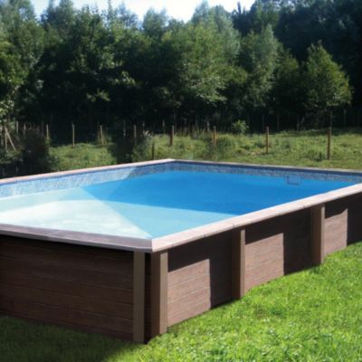 Piscine béton rectangulaire effet bois Naturalis 4.67 x 3.24 x H 1.43 m