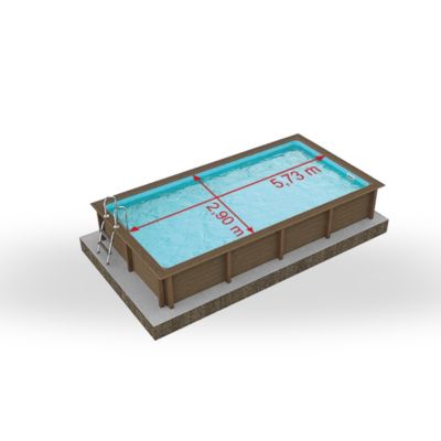 Piscine béton rectangulaire effet bois Naturalis 6.06 x 3.24 x H 1.43 m