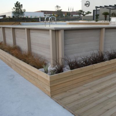 Piscine béton rectangulaire effet bois Naturalis 6.06 x 3.24 x H 1.43 m