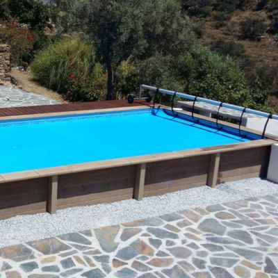 Piscine béton rectangulaire effet bois Naturalis 7.5 x 3.24 x H 1.43 m
