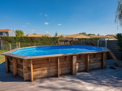 Piscine bois Azura 6,10 x 4,00 x 1,20 m - Liner bleu - Ubbink