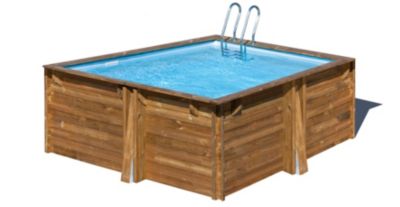 Piscine bois GRE Carra liner bleu 3,05 x 3,05 x H.1,19 m