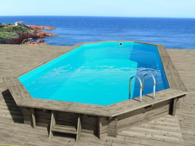 Piscine bois " Ibiza 145 "  8.57 x 4.57 x 1.45 m + Pompe à chaleur  Puissance 6.1 kW