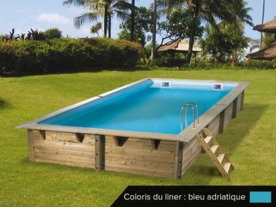 Piscine bois Linéa 6,50 x 3,50 x 1,40 m - Liner bleu - Ubbink